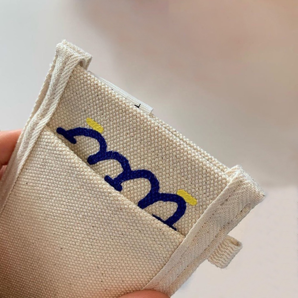 Ví Đựng Thẻ ID Bằng Vải Canvas Hai Lớp In Họa Tiết Hoa