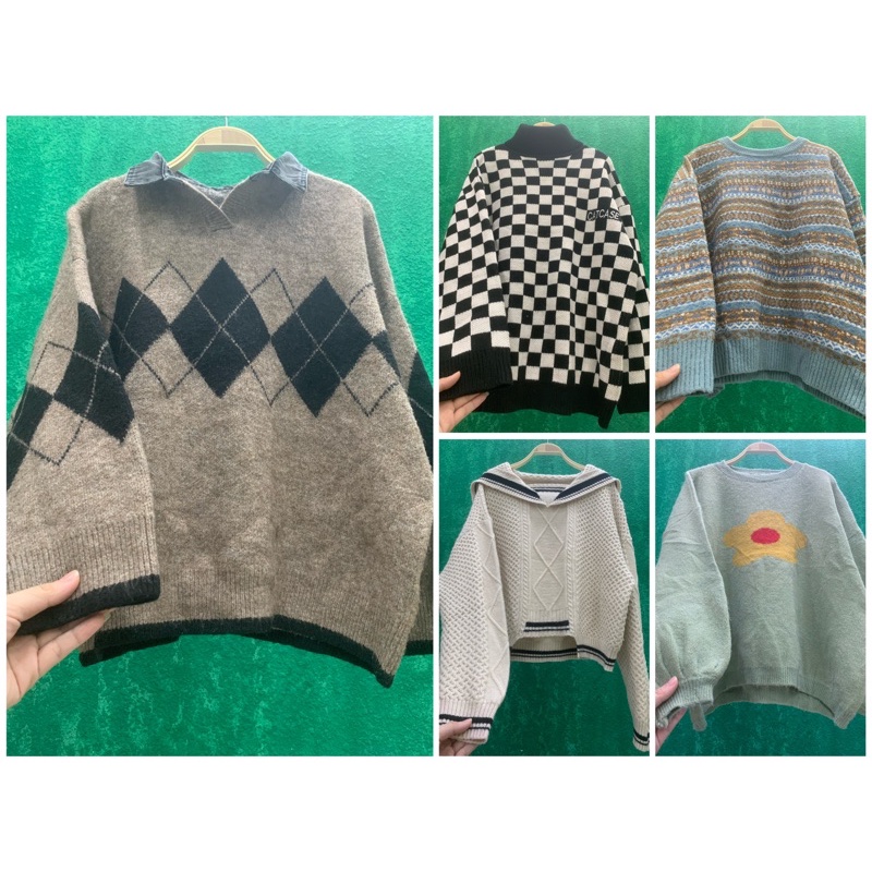 Áo sweeter len kiểu trơn, hoạ tiết hotgirl siêu xinh 2HAND