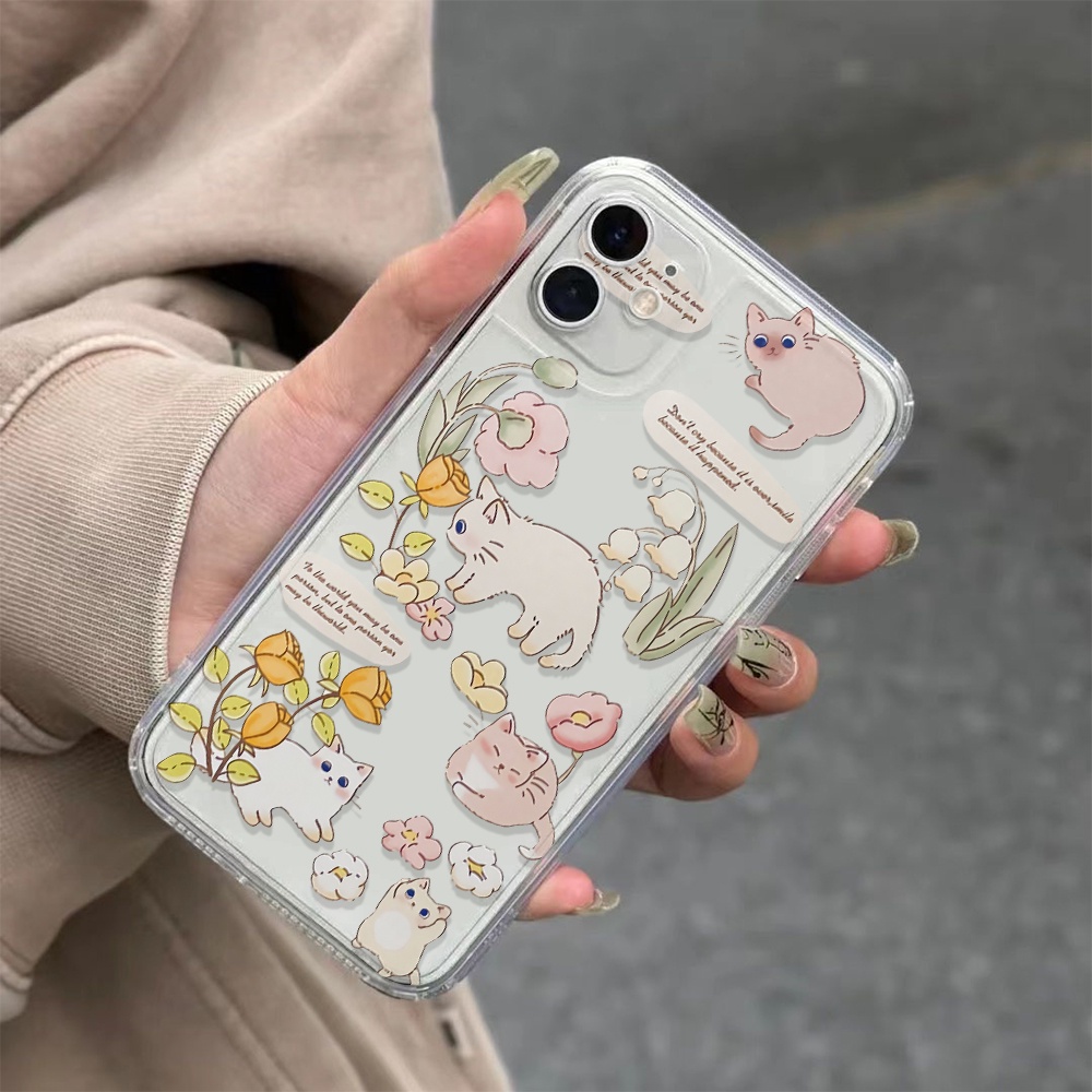 Ốp Điện Thoại Trong Suốt Hình Mèo Dễ Thương Cho iphone 14 pro Max 11 13 12 7Plus X XS Max