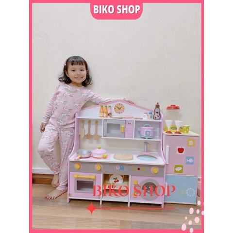 Bếp lắp ráp màu hồng 72cm - Đồ chơi gỗ cho bé - Biko Shop