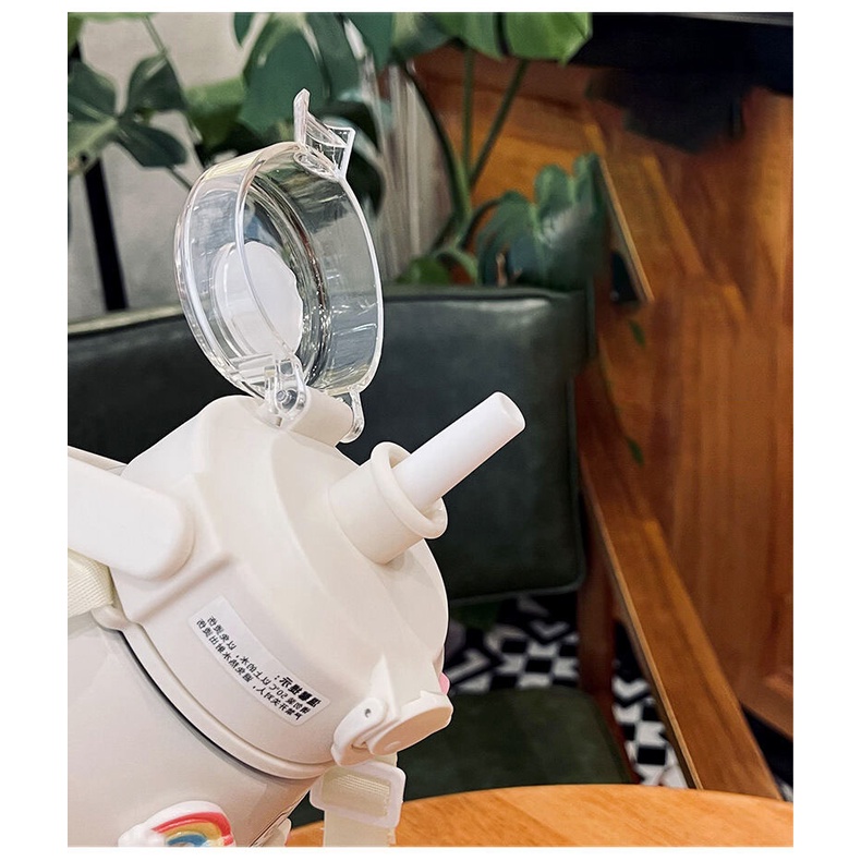 Bình nước bình giữ nhiệt 1000ml , bình giữ nhiệt cute có ống hút hai miện, inox 304 không rỉ an toàn