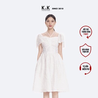 Đầm Trắng Dáng Xòe Tay Cánh Tiên K&K Fashion KK118-40 Chất Liệu Ren 3D