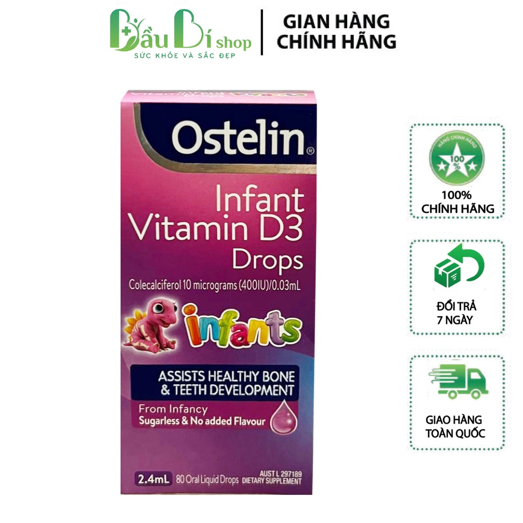 Vitamin D3 Giọt Cho Trẻ Sơ Sinh Ostelin Infant Vitamin D3 Drops 2.4ml