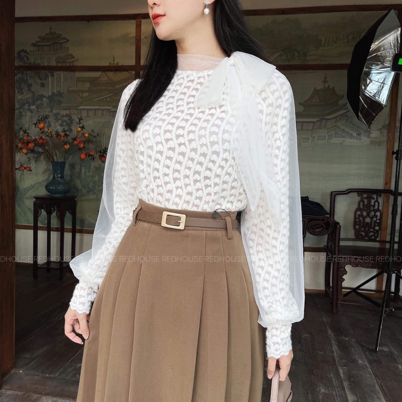 Chân váy xếp ly dài kèm đai 9957