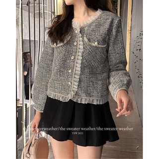Áo tweed viền ren phong cách tiểu thư
