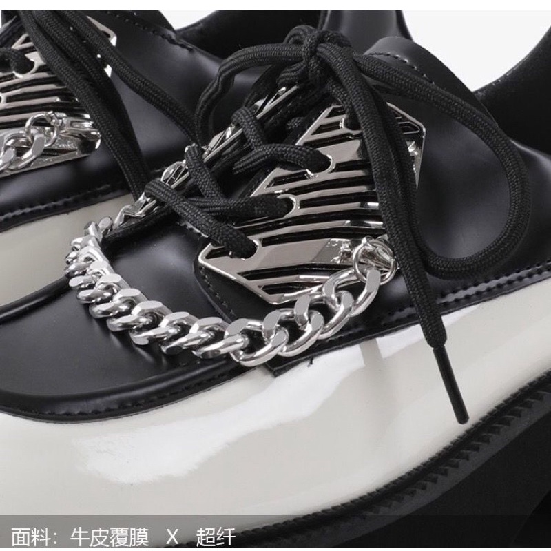 Giày da Derby phối màu chi tiết dây xích đế cao 5,5cm cực chiến FOOTMADE