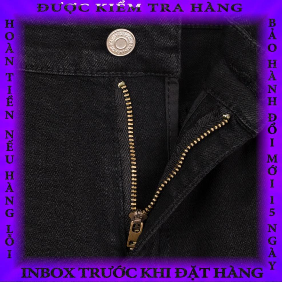 Quần jean nam ROWAY vải denim co giãn nhẹ, form skinny, Jean đen trơn thitrang