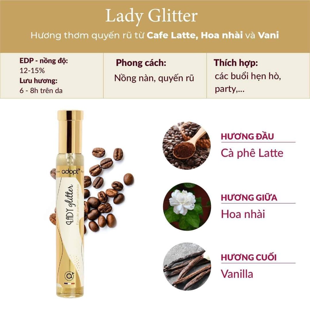 Nước Hoa Adopt' Lady Glitter Hương Nữ Thơm Kiêu Sa Hàng Chính Hãng 30ml