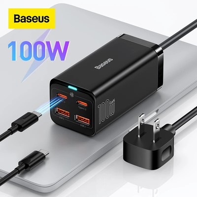 Baseus 100W 65W GaN3 Sạc 2U + 2C Máy Tính Để Bàn Laptop Sạc Nhanh 4 Trong 1 Adapter Cho iPhone 14 13 12 Pro Max Sạc Điện Thoại Xiaomi Samsung