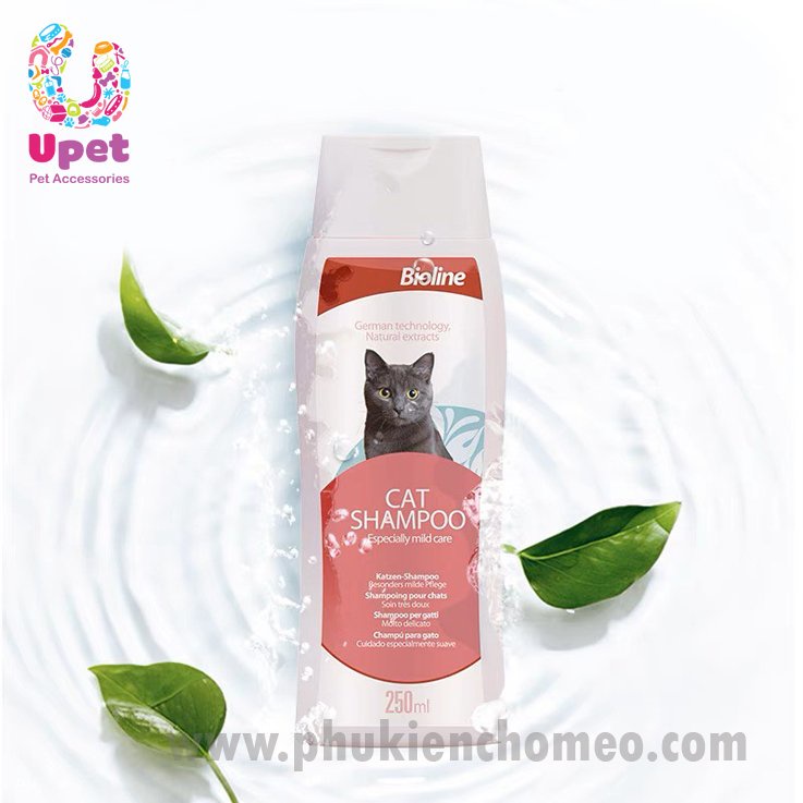 Sữa tắm/ Dầu tắm Bioline 250ml dành cho mèo lông dài, mèo con giúp chăm sóc bộ lông mềm mượt, và làn da nhạy cảm