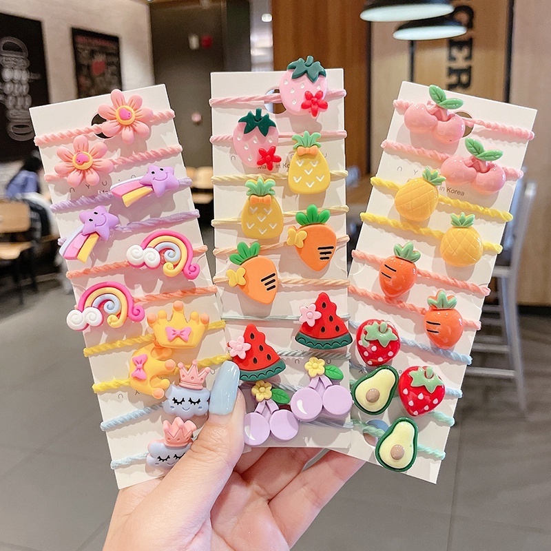 Dây Buộc Tóc Cao Su Họa Tiết Hoạt Hình Phong Cách Hàn Quốc Cho Bé Gái