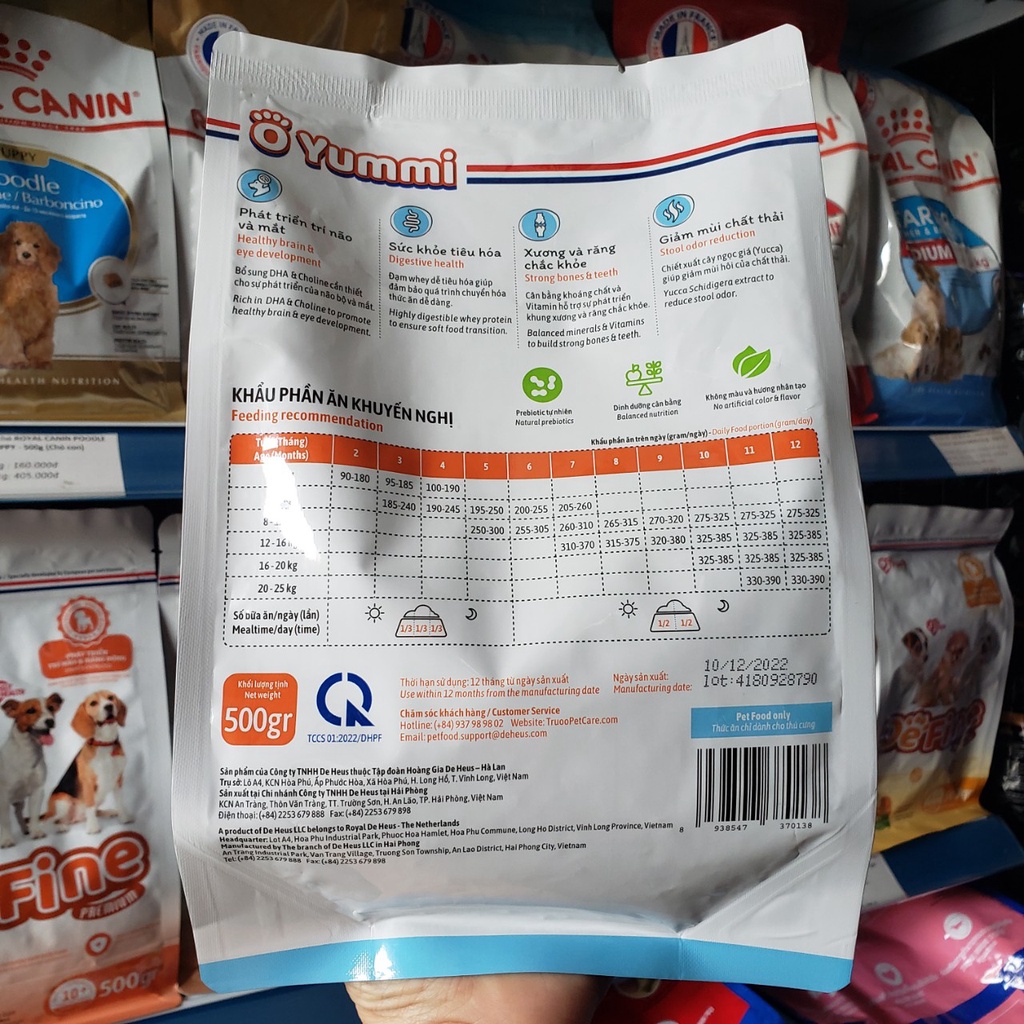 Thức ăn hạt OYUMMI hạt O YUMMI cho chó lớn và chó con 500g Thương hiệu Hà Lan 🐶🐶🐶