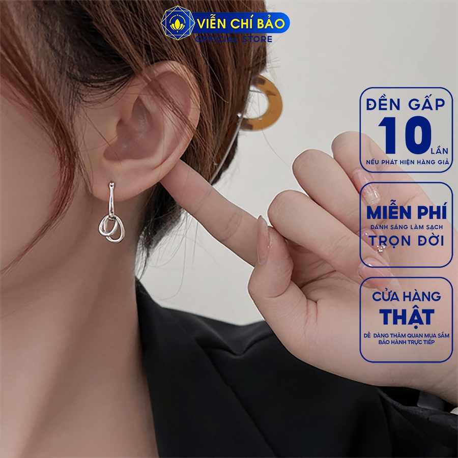 Bông tai bạc nữ xoắn sang chảnh chất liệu bạc 925 thời trang phụ kiện trang sức Viễn Chí Bảo B000561