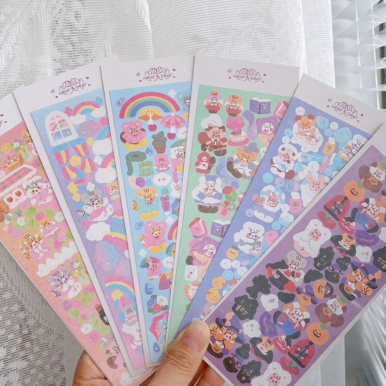 Zanmo tấm hình dán sticker gấu kim tuyến lấp lánh decor toploader