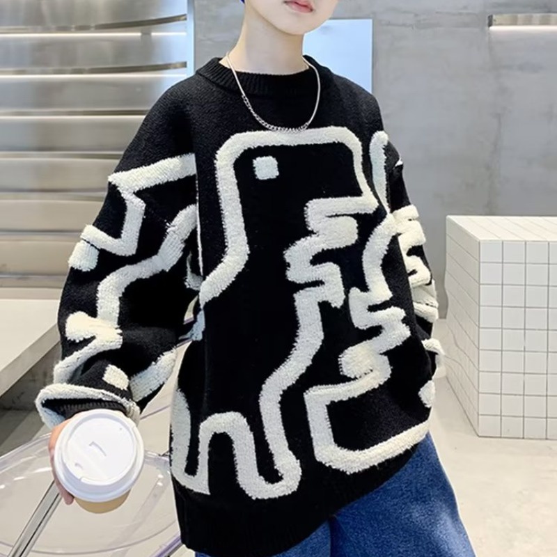 Áo sweater dệt kim dáng rộng thoải mái thời trang cho bé trai 3-15 tuổi 110 - ảnh sản phẩm 3