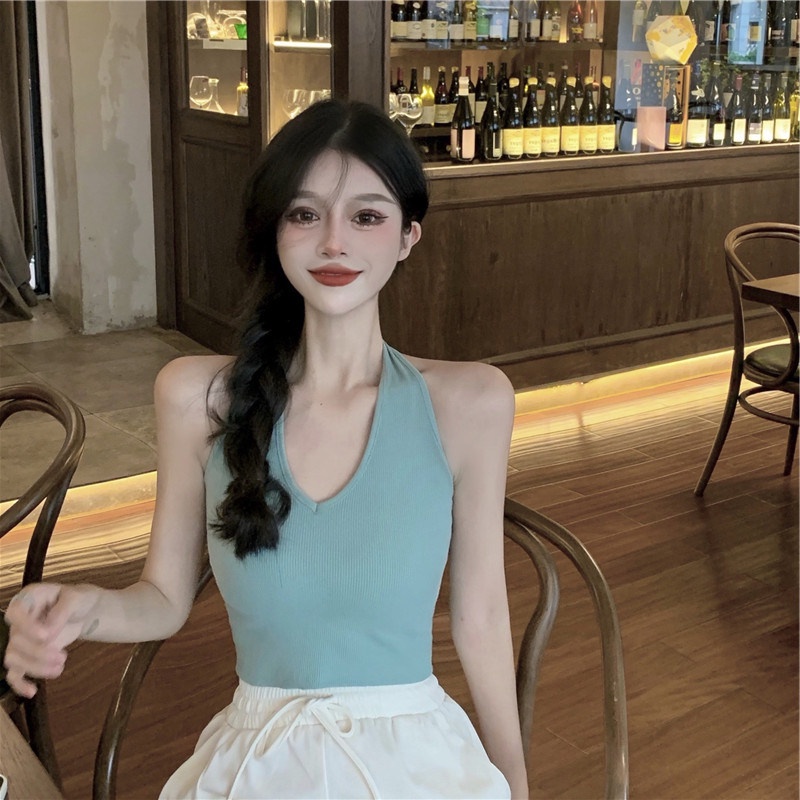 NRVP Áo tank top co giãn có đệm lót xinh xắn cho nữ