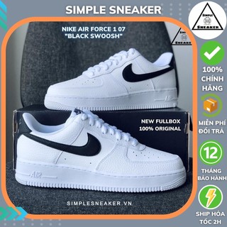 Giày Nike Chính Hãng 🔴FREESHIP🔴 Air Force 1 Auth - Giày Nike AF1 Black Swoosh Chính Hãng Chuẩn Auth