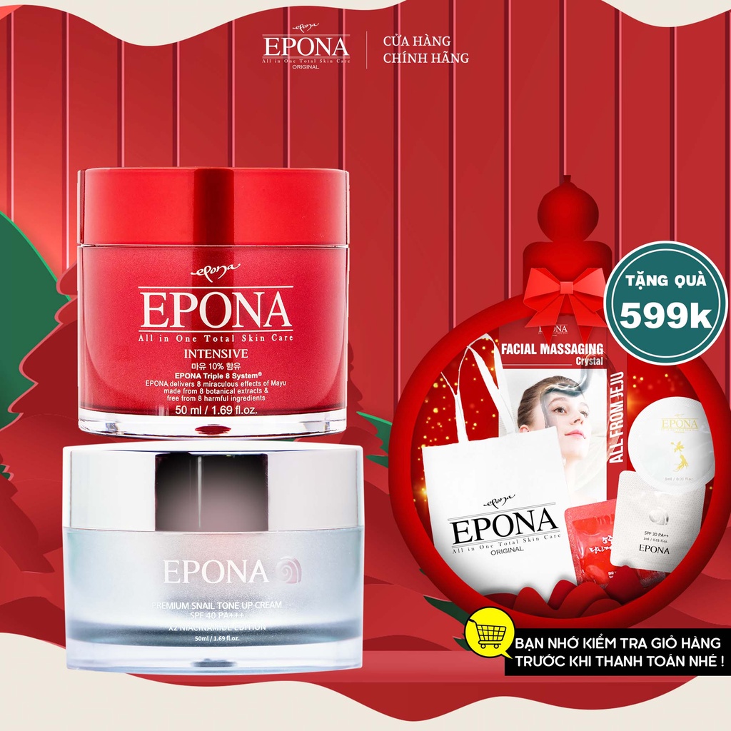 Combo Kem Dưỡng Epona Nâng Tone 50ml, Kem Dưỡng Da Căng Bóng Chống Lão Hóa 50ml