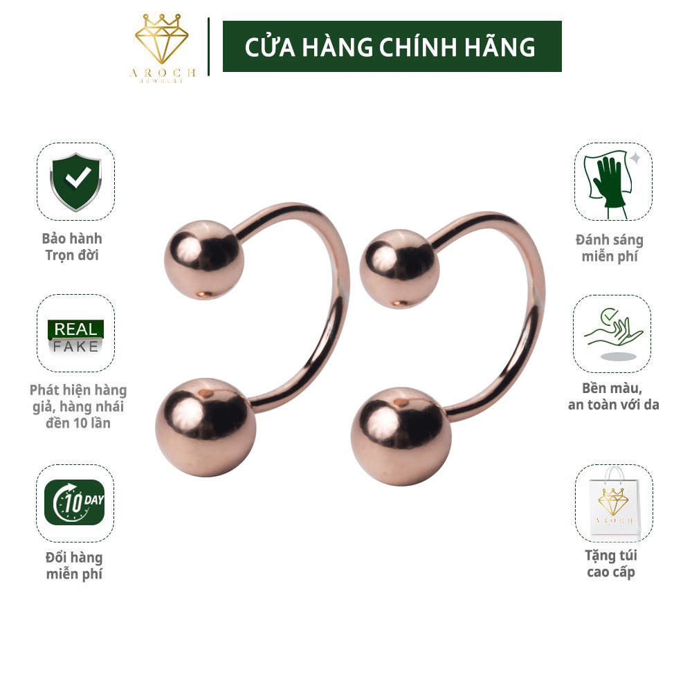 Khuyên tai bạc Ý s925 2 đầu bi E5986 - AROCH Jewelry