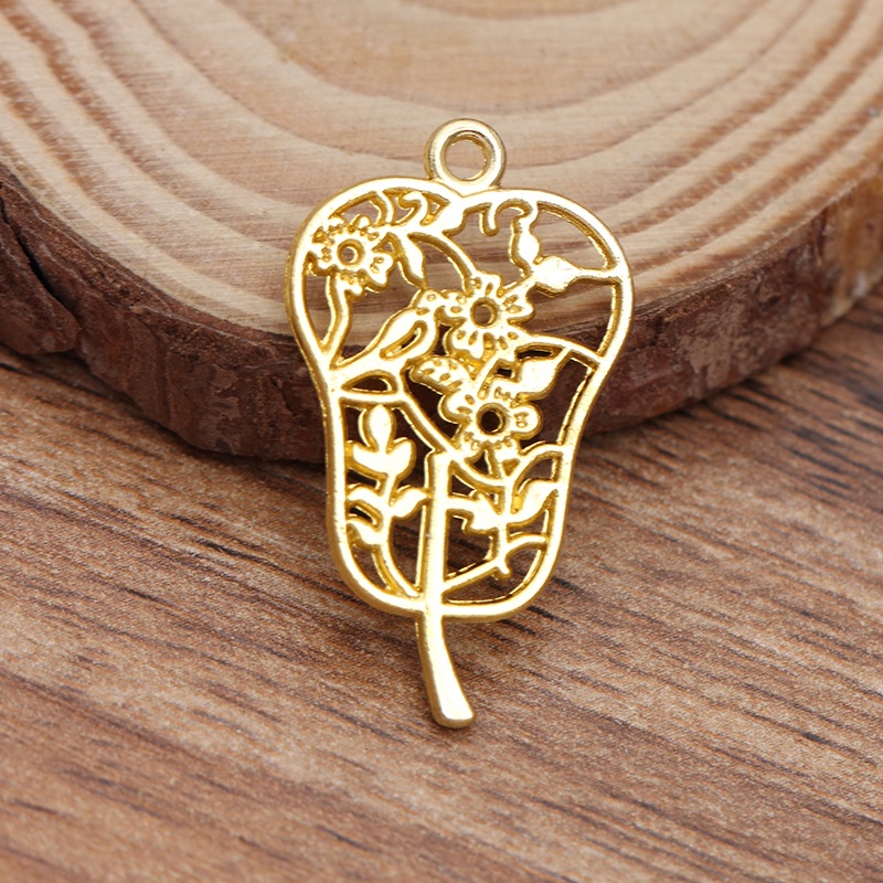 (1-5 cái)Phiến đúc lá 17*29mm, Nguyên liệu làm trang sức cổ trang, Nguyên liệu diy