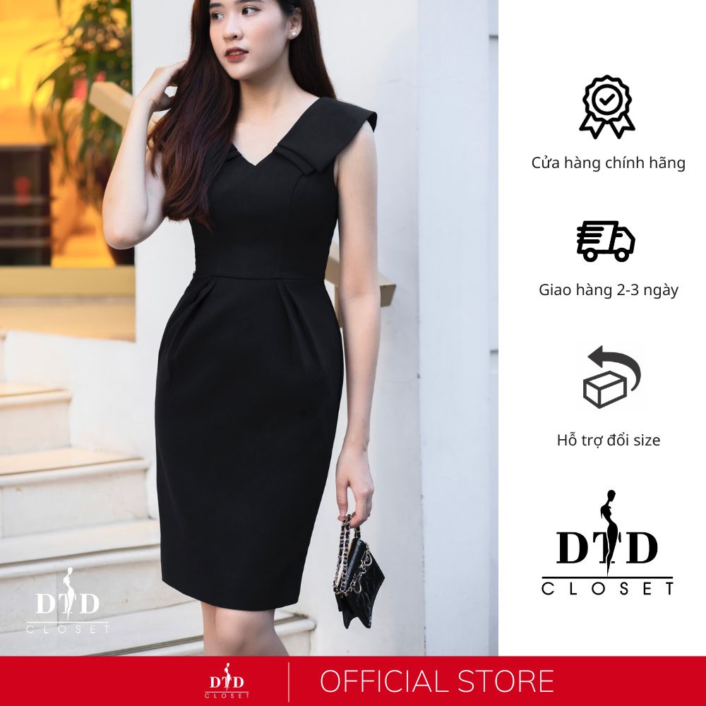 Đầm công sở thiết kế Milaa Dress dáng bút chì cổ V cách điệu DTDCloset