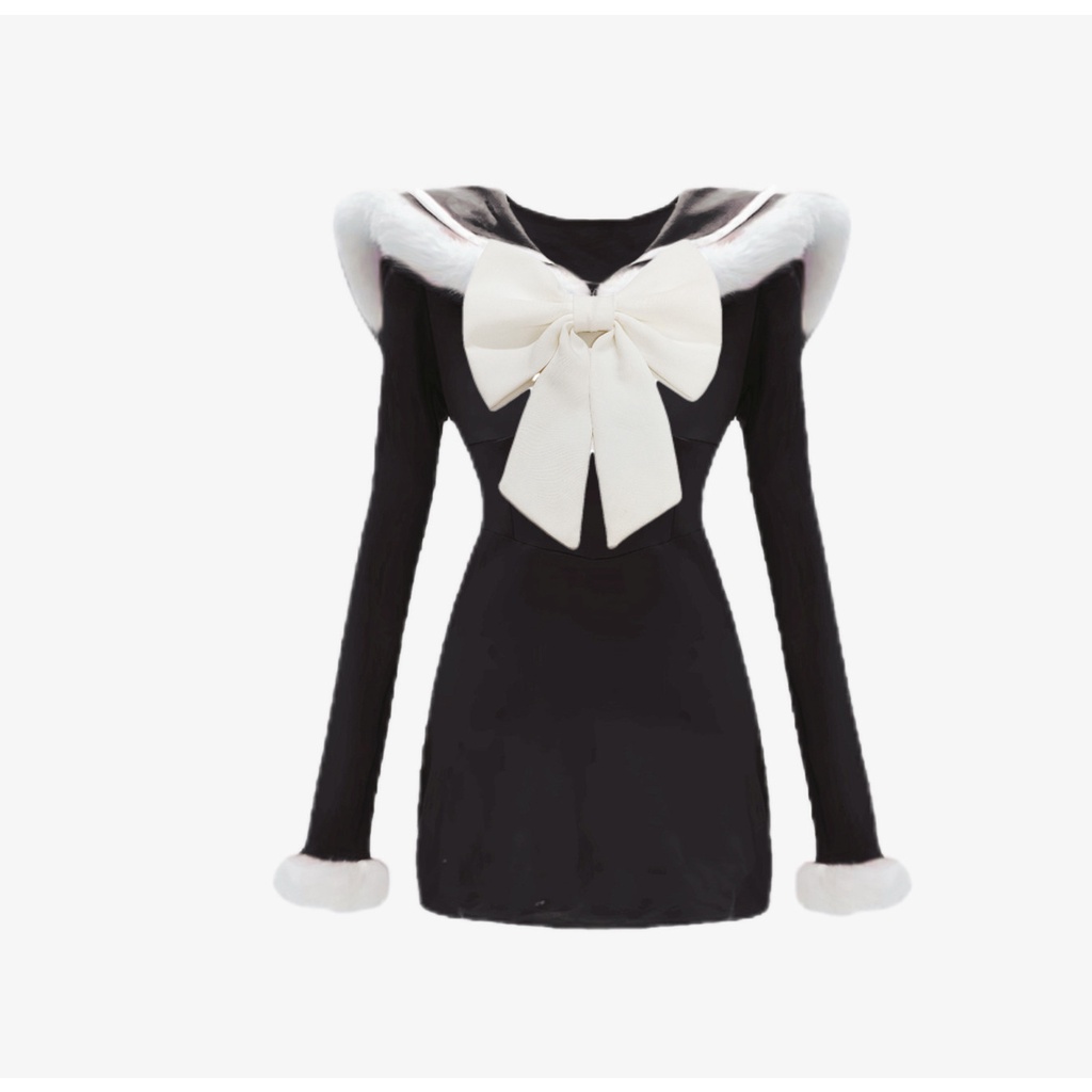 Đầm Tay Dài Phối Nơ Thiết Kế Quyến Rũ Thời Trang Thu Đông