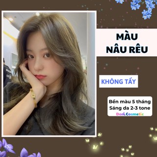 Thuốc Nhuộm Tóc Màu NÂU RÊU Combo thuốc nhuộm tóc tại nhà tặng kèm Oxy