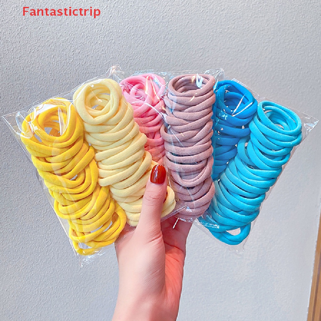 Set 50 Dây Thun Cột Tóc Màu Trắng Đen Cho Bé Gái