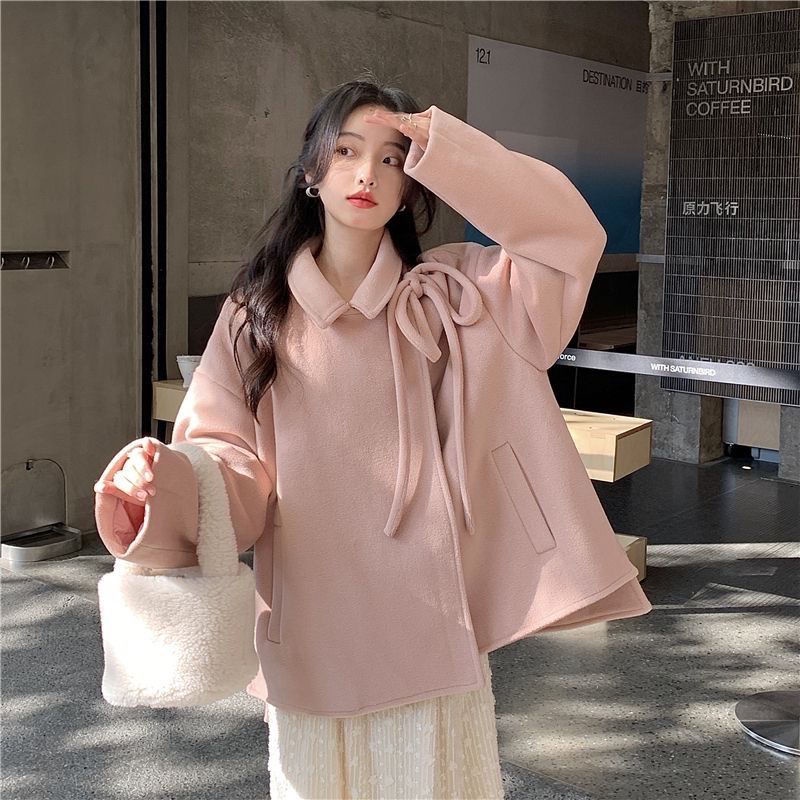 Áo Khoác Dáng Ngắn Màu Hồng Thời Trang Thu Đông Cho Nữ