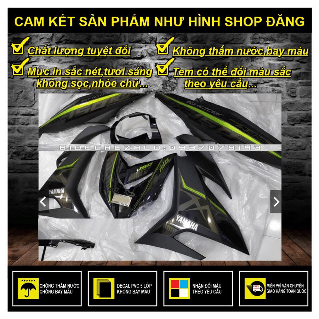 TEM RỜI EXCITER 150 MXKING DÁN XE ĐEN NHÁM -