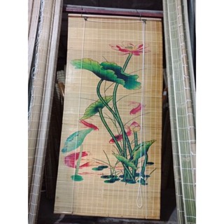  Màn rèm sáo trúc tranh Nghệ Thuật hình Hoa Sen. Mành tre trúc che ban thờ. Mành tre trang trí decor cafe. 