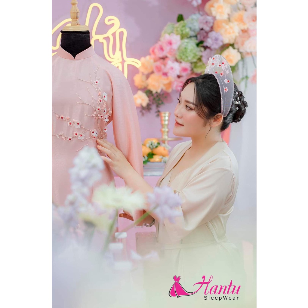 COMBO Áo choàng kèm váy ngủ lụa cao cấp Hantu Sleepwear chụp hình cưới dành cho người Bigsize