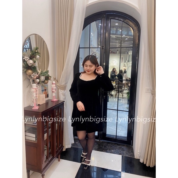 Váy Nhung Bigsize 2 tầng cổ đá sang chảnh