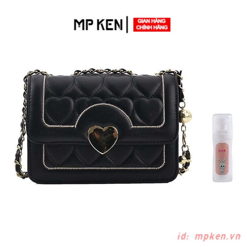 túi đeo chéo nữ dây xích vintage hàn quốc dễ thương năp hình trái tim túi hộp vuông xách nữ đẹp đi chơi đi làm dạ tiệc