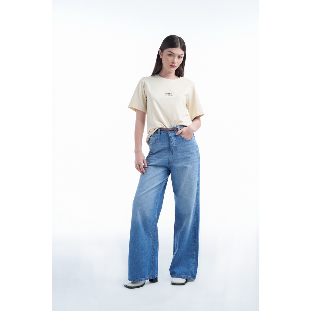 Quần jeans nữ ống rộng dáng suông KHÂU BY CQ Reisey