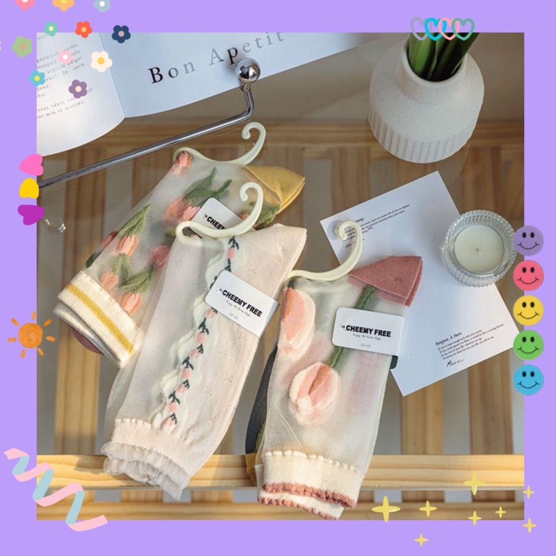 Vớ tất voan hoạ tiết  🌼MY MUSES 🌿 phong cách vintage