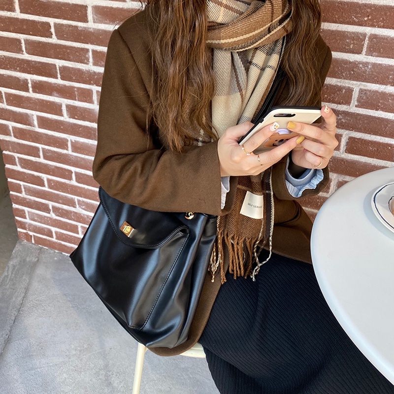 Mischa Túi Xách Da PU Màu Trơn Sức Chứa Lớn Thời Trang Cho Học Sinh