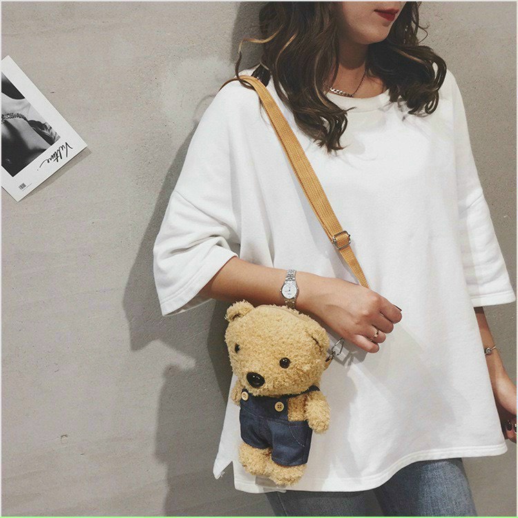 Túi Đeo Chéo Nhỏ Hình Chú Gấu Nâu Hoạt Hình Dễ Thương Cho Nữ