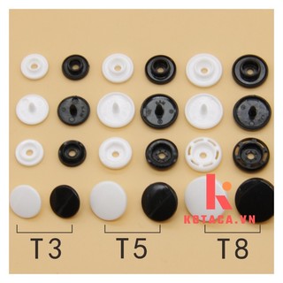 Combo 10 bộ cúc bấm nhựa T3, T5, T8, nút áo 10mm, 12mm, 14mm giá rẻ, chất lượng