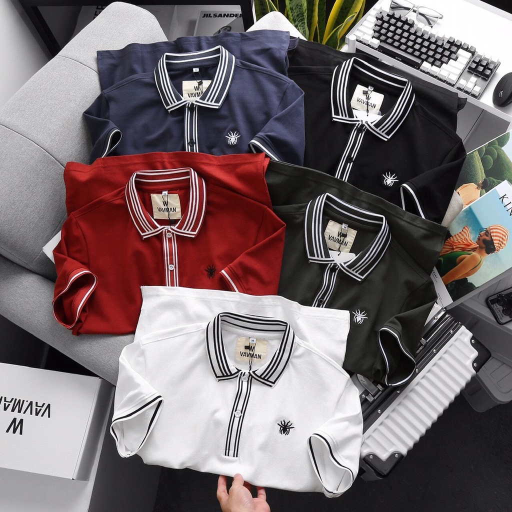 Áo polo nam cổ bẻ phối màu chất vải cá sâu cao cấp hàng VNXK full bõ full hộp sang trọng V014