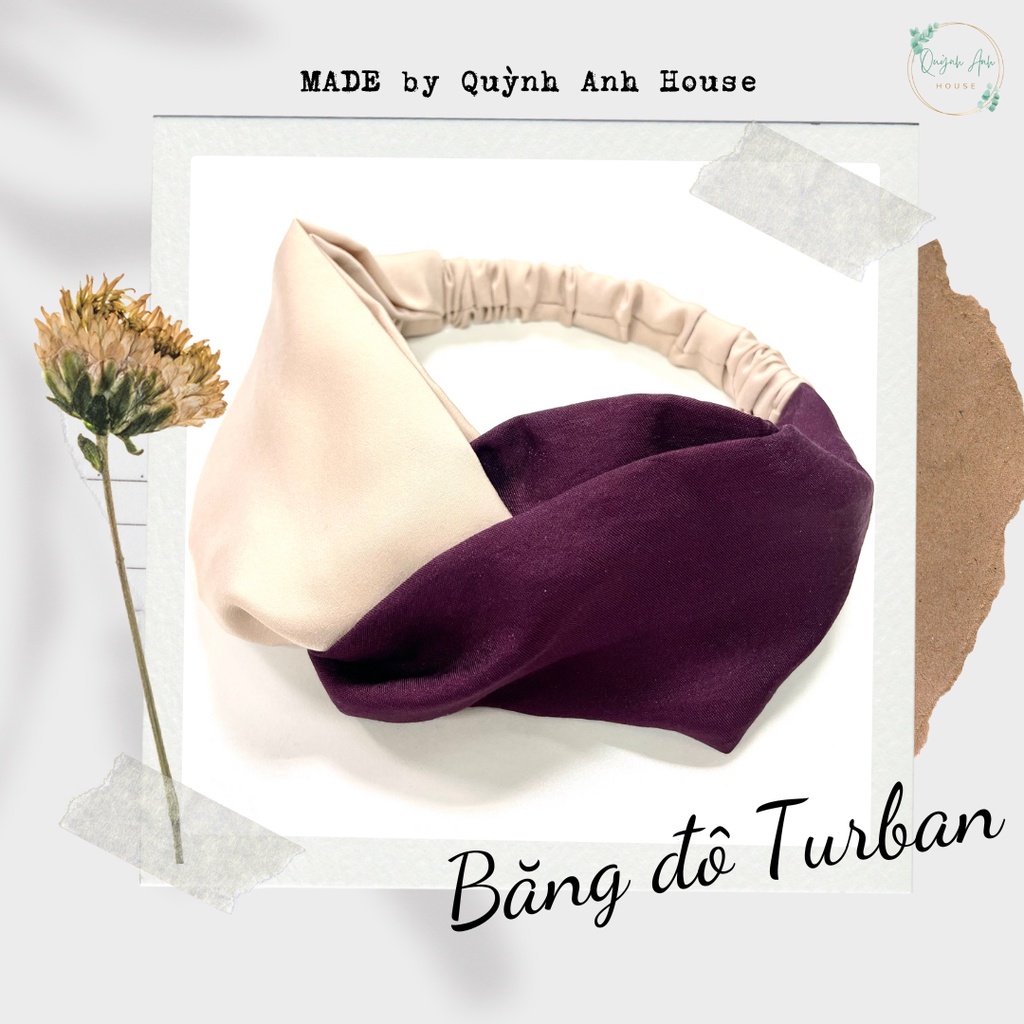 Turban băng đô vải handmade dành cho bạn gái, màu sắc và họa tiết độc đáo - QA1020