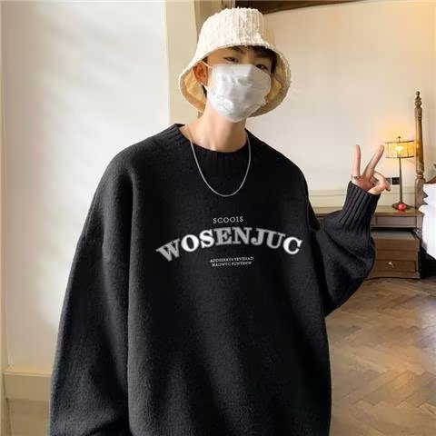 Áo Sweater Tay Dài Cổ Tròn Dáng Rộng Thời Trang Mùa Đông 2022 Cho Nam