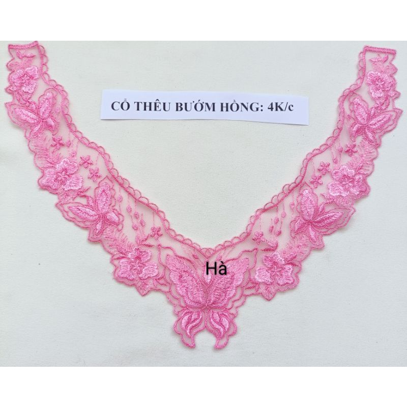 Cổ áo thêu nền lưới