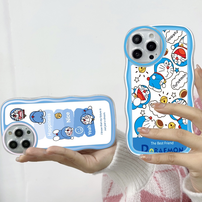 VIVO Y50 Y30 Y30i Y21 Y21S Y21A Y33S Y33T Y31 Y51 Y51A Y53S Y20 Y20i Y20S G Y12S Y12A Y22 Y22S Y53 2021 2020 Cho Ốp lưng điện thoại In Hình Cartoon Doraemon Cat Wave Bracket