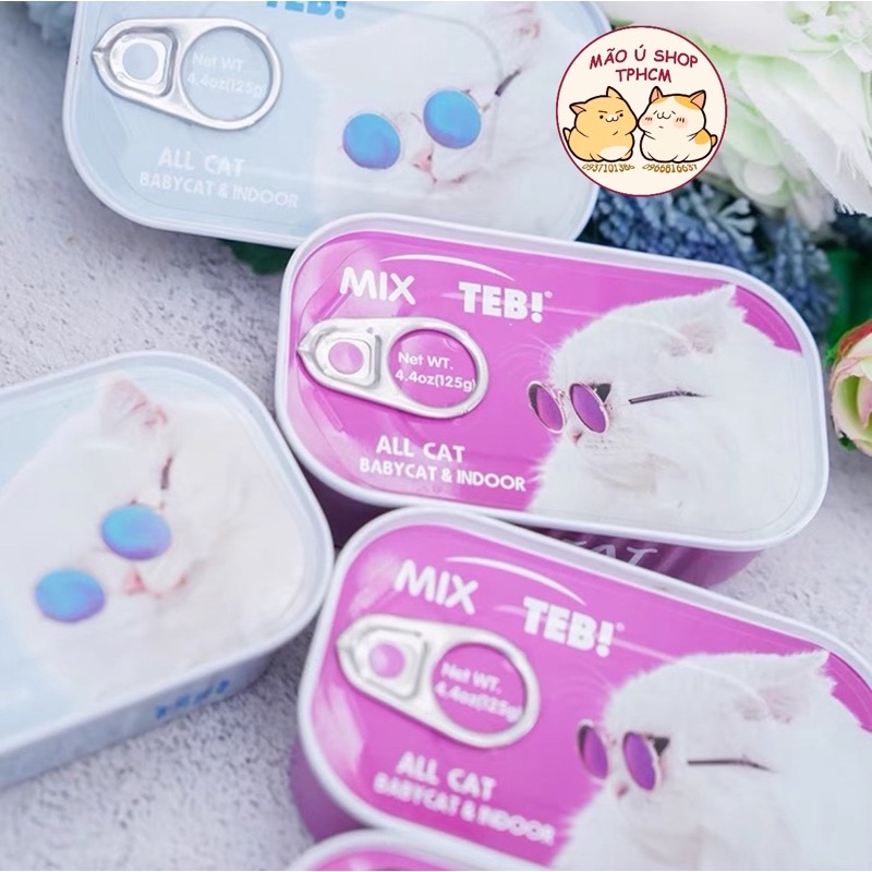 PATE MIX TEB HỘP 125G - PATE THỊT MIẾNG CHO MÈO CON VÀ MÈO TRƯỞNG THÀNH