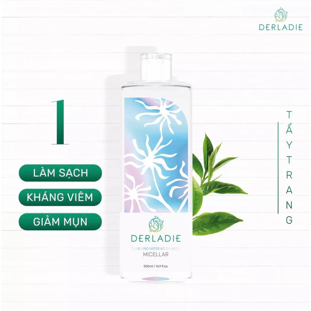 Nước Tẩy Trang Làm Sạch Sâu Cho Da Mụn Derladie Cleansing Water Witch Hazel