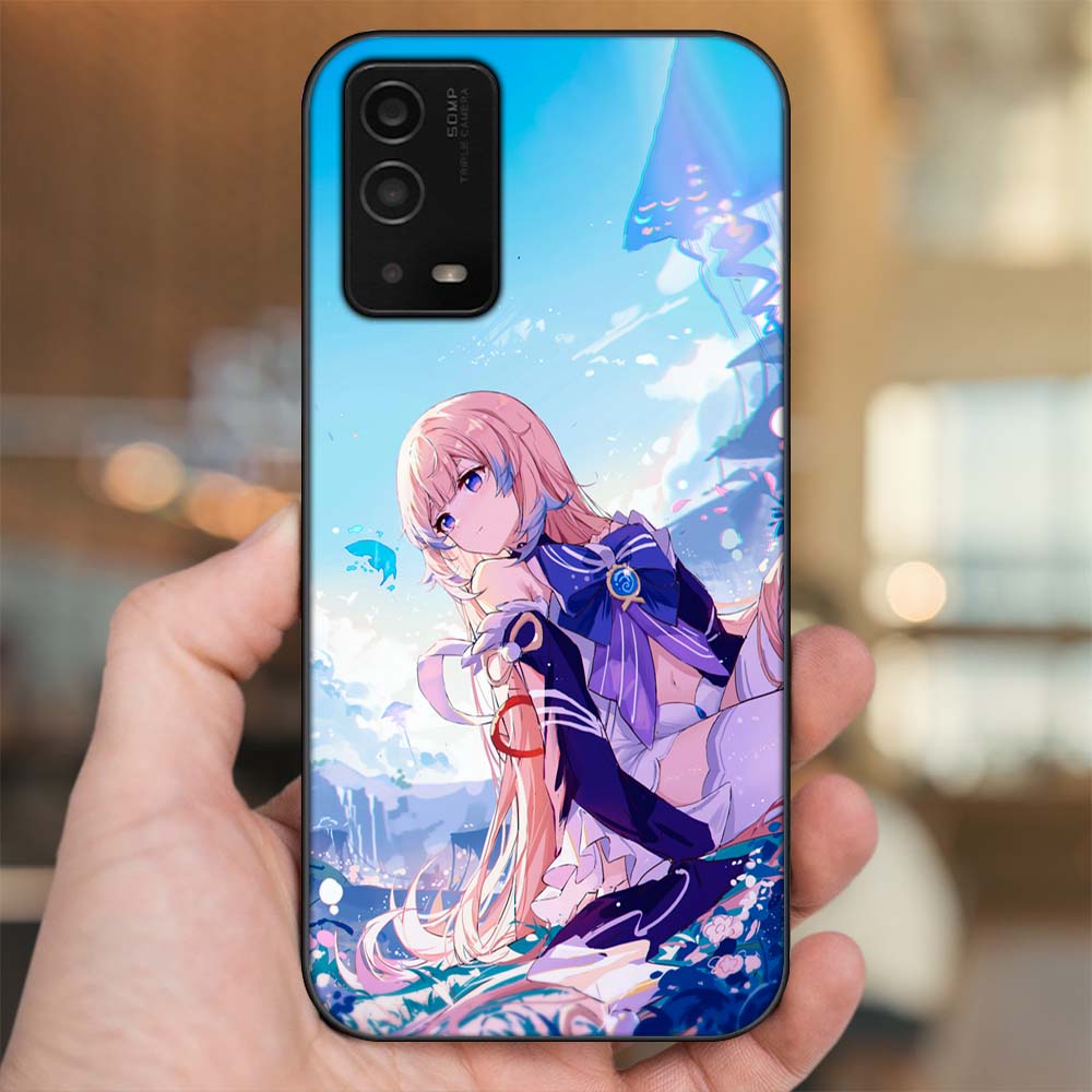 Ốp lưng Oppo A55 4G, A55 5G viền đen in hình Sangonomiya Kokomi Genshin Impact