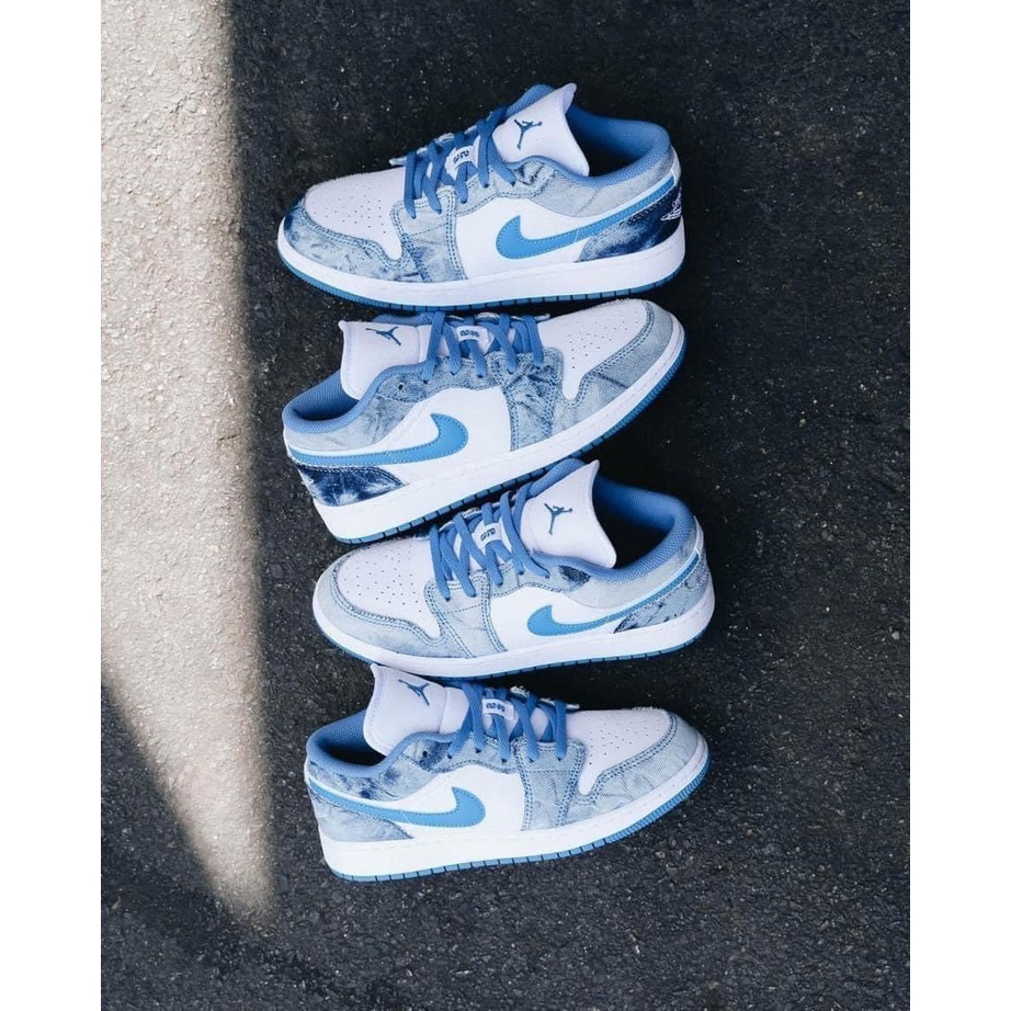 Giày Nike Nữ Jordan 1 Low Washed Denim Chính Hãng 🔴SIMPLE SNEAKER🔴 Nike Air Jordan 1 Vải Denim Cổ Thấp