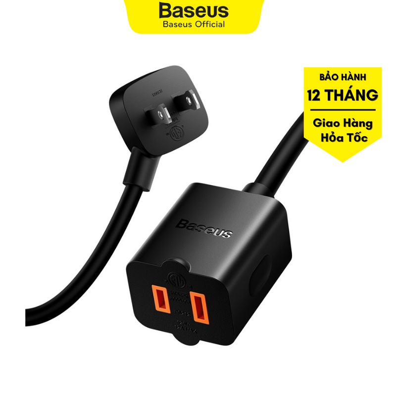 Dây Nguồn Nối Dài Baseus Power Combo Mini Power Strip AC 1m Kèm đầu 2 chấu 3 chấu Tối đa 2500W