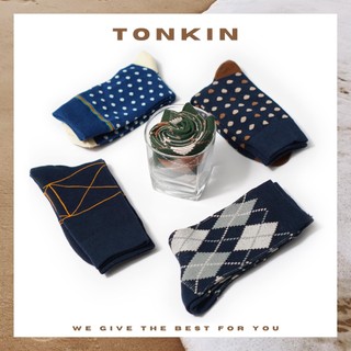Set 5 tất vớ nam cotton quả trám phù hợp giày tây khử mùi cao cấp thương hiệu TONKIN